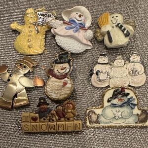 Snowman Brooch Pin Set